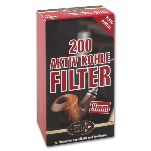 Pfeifenfilter ERMURI 9 mm Aktiv Kohle 200 Stück