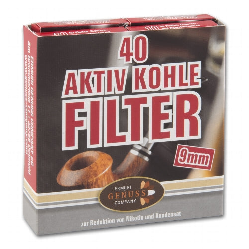 Pfeifenfilter ERMURI 9 mm Aktiv Kohle 40er Schachtel